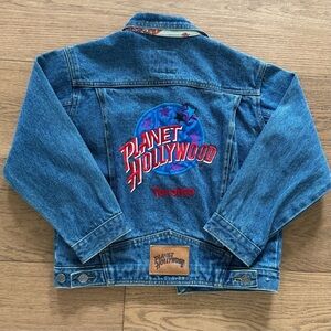 Planet Hollywood Vintage Embroidered Kids Denim Jacket - Youth Size M - Denim